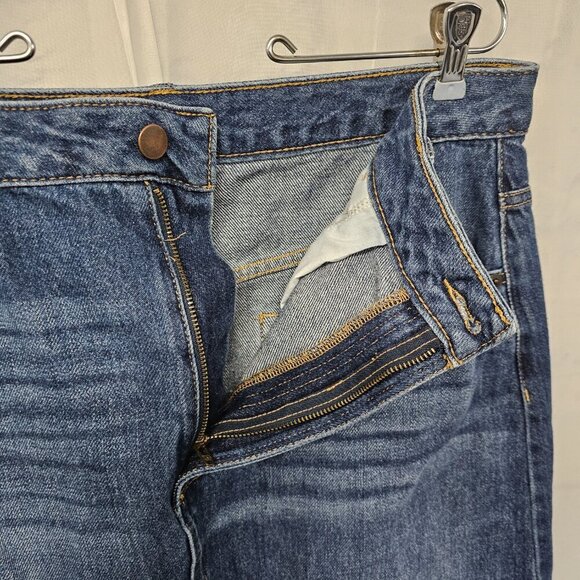 Time and Tru Medium Blue Denim Skirt Patchwork Boho Retro 14 - Picture 5 of 12